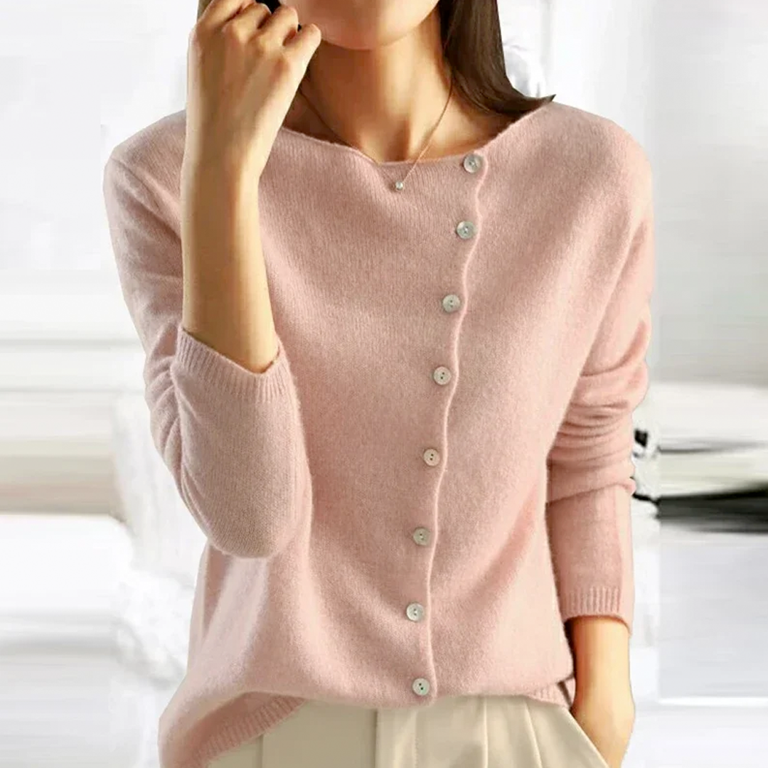 Emma - Fine Knit Button Cardigan — Pink
