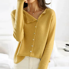 Emma - Fine Knit Button Cardigan — Yellow