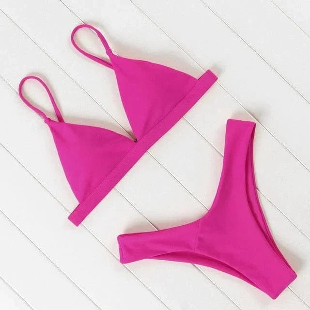 Chelsea - Simple Triangle Bikini — Pink