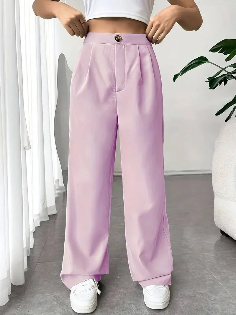 Dominique - High Waist Wide Leg Pants — Light purple