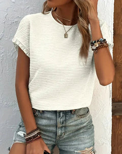 Rochelle - Textured Round Neck Tee