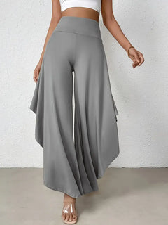 Ingrid - Draped Wide Leg Trousers — Grey