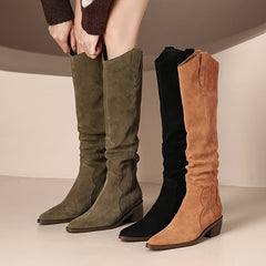 Zoe - Suede Slouch Knee High Boots
