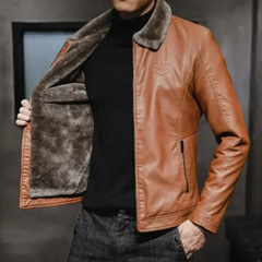 Rodney - Fur Lined Leather Jacket — Brown