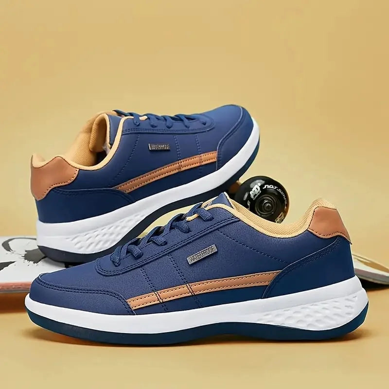 Timothy - Leather Court Trainers — Blue