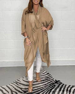 Magnolia - Draped Long Kimono — Beige