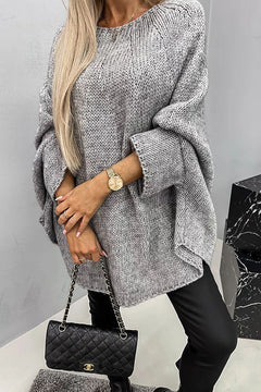 Nadia - Oversized Poncho Jumper — Grey