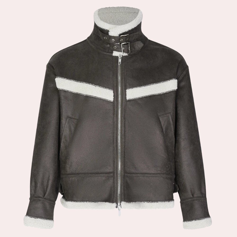 Russell - Suede Sherpa Aviator Jacket — Brown