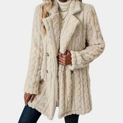 Alexis - Cable Knit Coat — Apricot