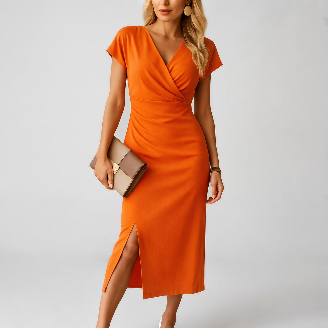 Georgina - V-Neck Wrap Cocktail Midi Dress