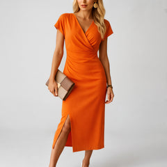 Georgina - V-Neck Wrap Cocktail Midi Dress