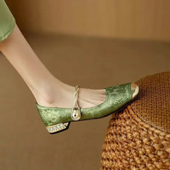 Frieda - Velvet Pearl Strap Flats