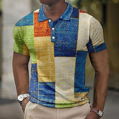 Alexander - Patchwork Check Knit Polo — Yellow