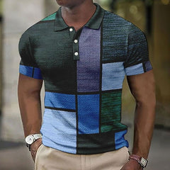 Alexander - Patchwork Check Knit Polo — Army green