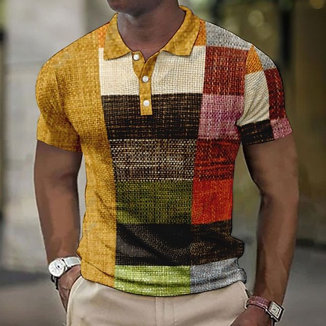 Alexander - Patchwork Check Knit Polo — Light yellow