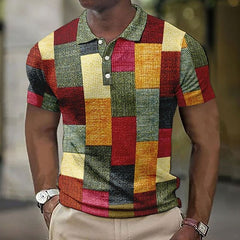 Alexander - Patchwork Check Knit Polo — Red