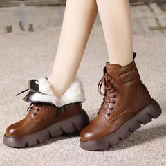 Anthea - Lace up Boots with Fur Cuff