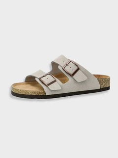 Danielle - Double Buckle Cork Slides — Grey