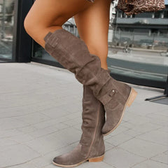 Wilhelmina - Slouch Knee High Boots — Grey