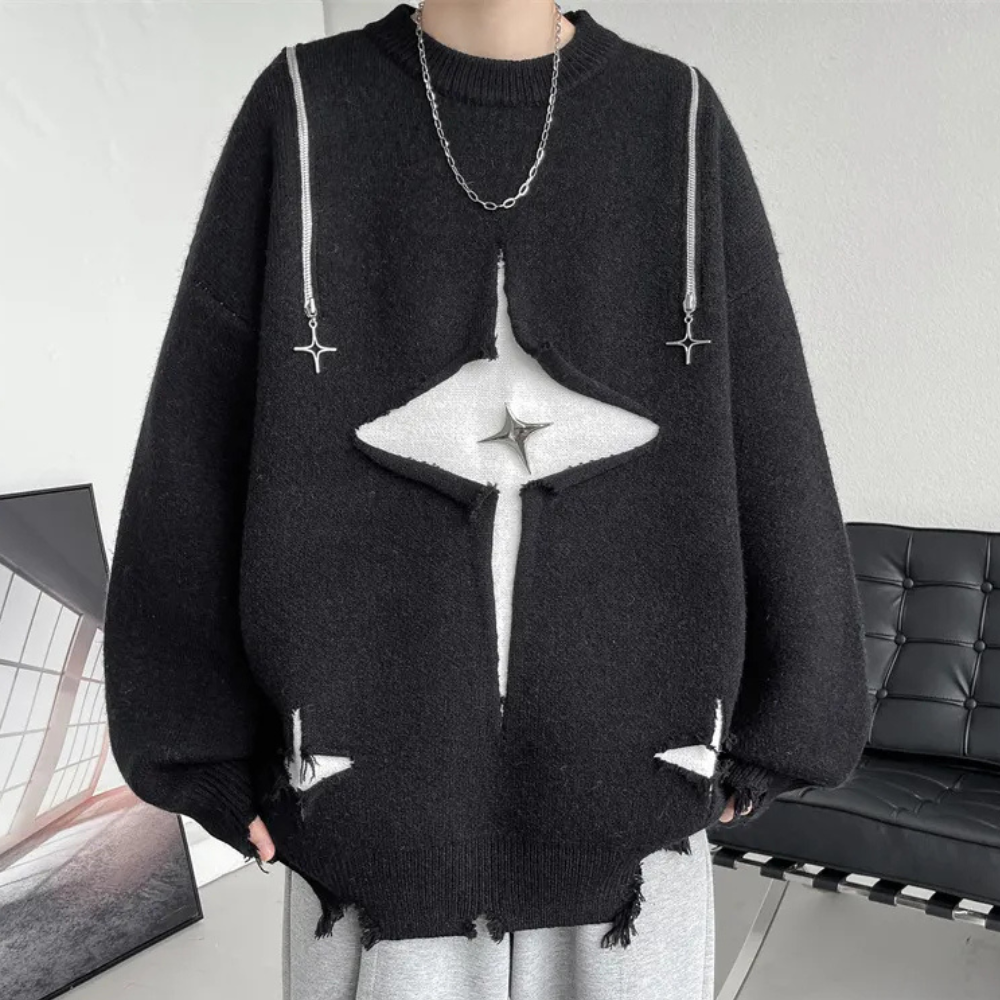 Clifford - Oversized Jumper with Star — Black