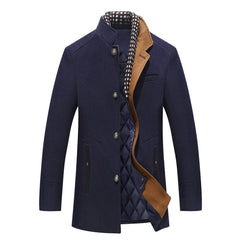 Phillip - Wool Coat with Scarf Collar — Blue