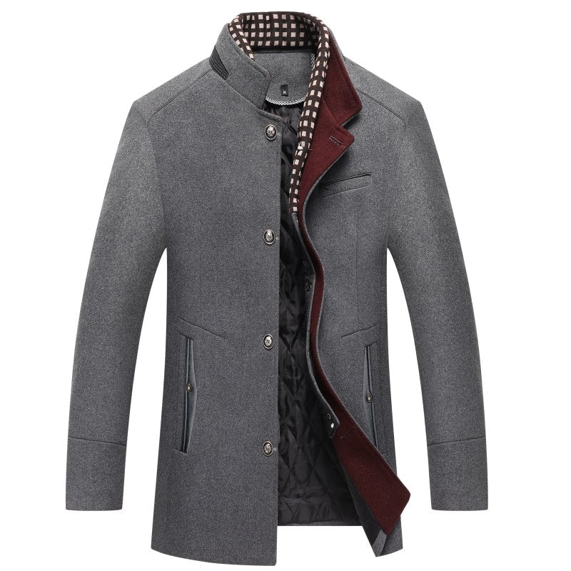 Phillip - Wool Coat with Scarf Collar — Grey