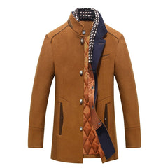 Phillip - Wool Coat with Scarf Collar — Brown