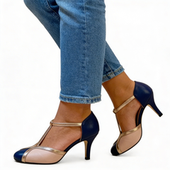Augusta - Gold Trim T-Bar Heels