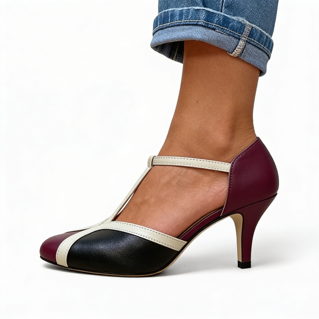 Augusta - Gold Trim T-Bar Heels