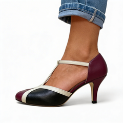 Augusta - Gold Trim T-Bar Heels