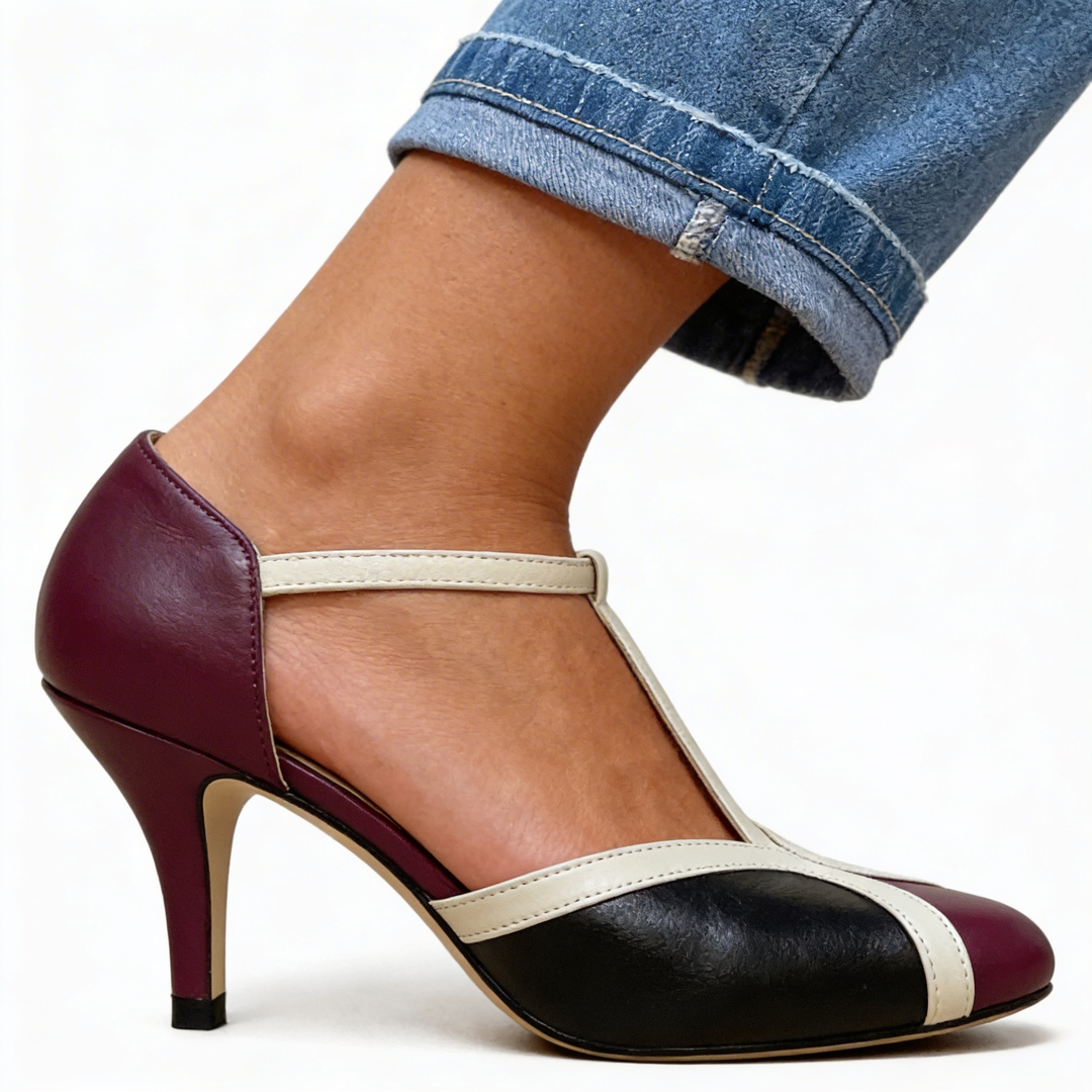 Augusta - Gold Trim T-Bar Heels