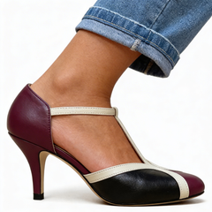 Augusta - Gold Trim T-Bar Heels