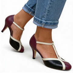 Augusta - Gold Trim T-Bar Heels