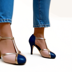 Augusta - Gold Trim T-Bar Heels