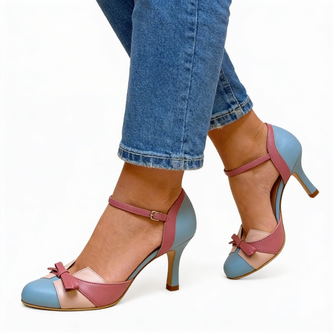 Nerissa - Bow Front Colour Block Heels