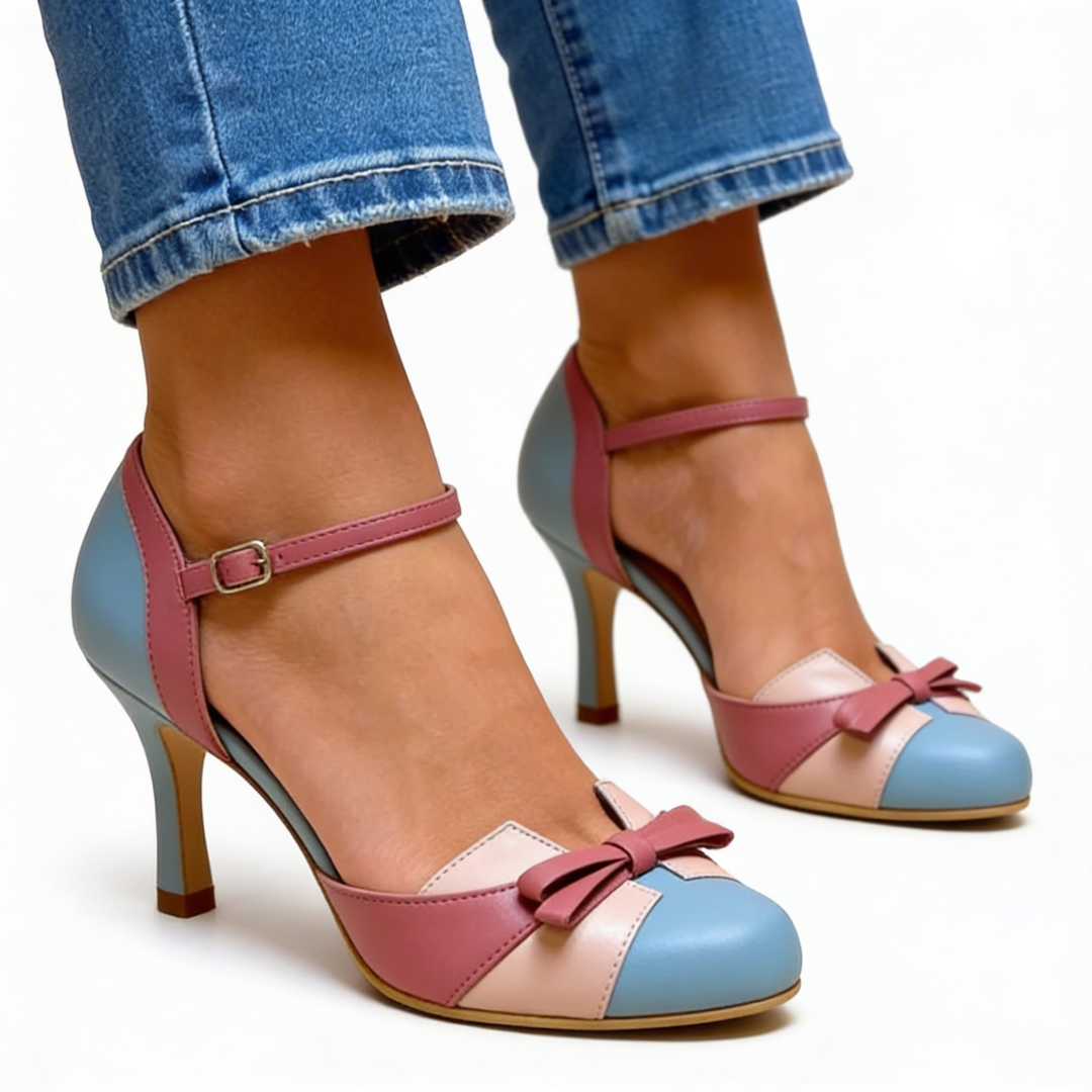 Nerissa - Bow Front Colour Block Heels