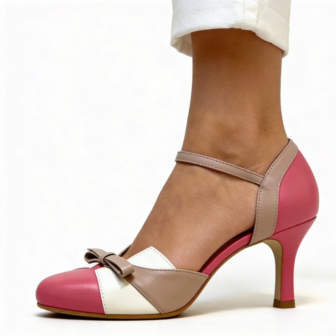 Nerissa - Bow Front Colour Block Heels