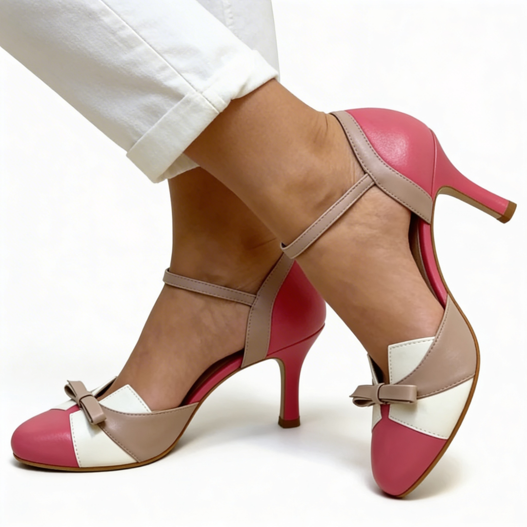 Nerissa - Bow Front Colour Block Heels