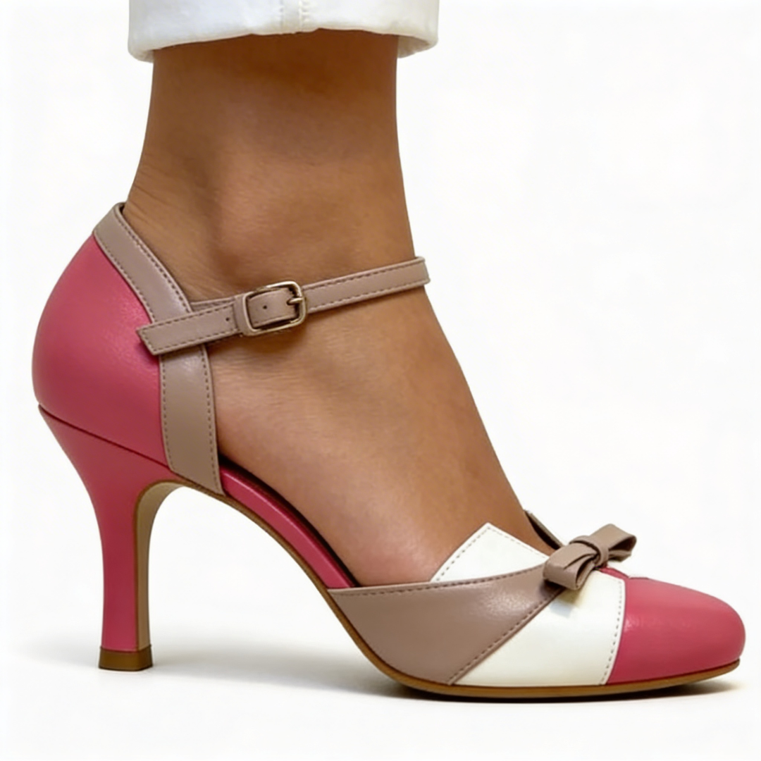 Nerissa - Bow Front Colour Block Heels