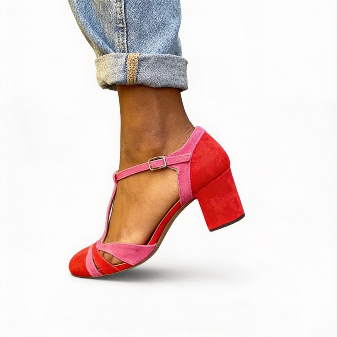 Priscilla - Colour Block T-Bar Heels