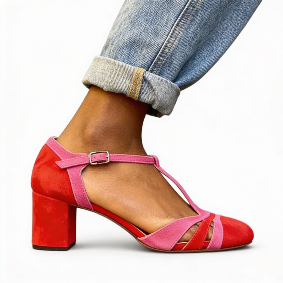 Priscilla - Colour Block T-Bar Heels