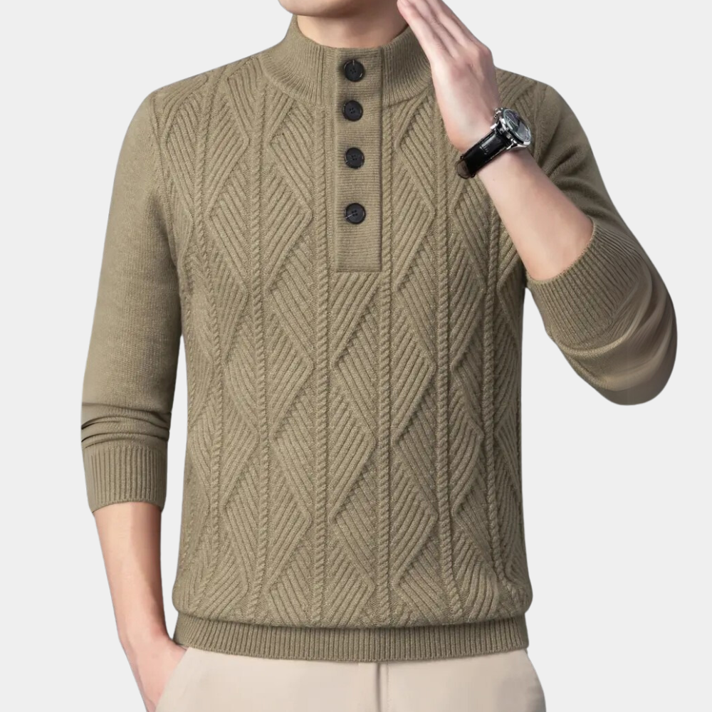 Michael - Cable Knit Henley Jumper