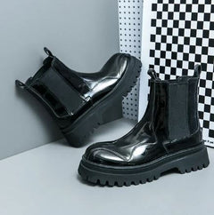 Bethany - Patent Chelsea Boots — Green
