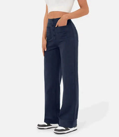 Adele - High Waist Wide Trousers — Navy blue