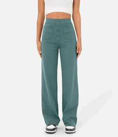 Adele - High Waist Wide Trousers — Green