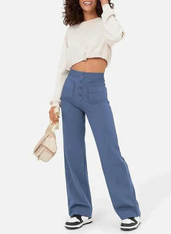 Adele - High Waist Wide Trousers — Blue