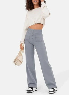 Adele - High Waist Wide Trousers — Grey