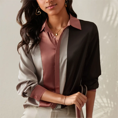 Cora - Colour Block Satin Blouse