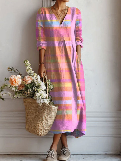 Nyree - Pastel Stripe Linen Dress