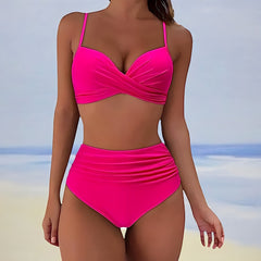 Bernadette - Twist High Waist Bikini — Hot Pink